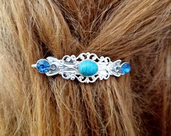 Sterling Silver Vintage Lapis Lazuli Hair Barrette Marvelous Native American Navajo Lapis Sterling Silver Hair  main image 4