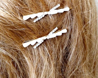 Bridal Pearl Hair Clips, Rhinestone Wedding Hair Pins (Set of 2)