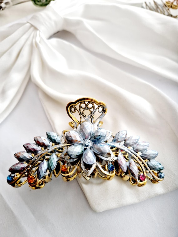 Gold and Silver Hair Clip with Rhinestones Starfish Bridal Hair Clip (Gold and Silver) - Wedding Hair  main image 3