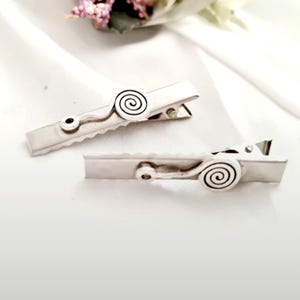 Pack of 2 silver minimalist hair clips,Celtic Viking,crocodile, alligator clip,something silver, silver side clip,stylish silver clip