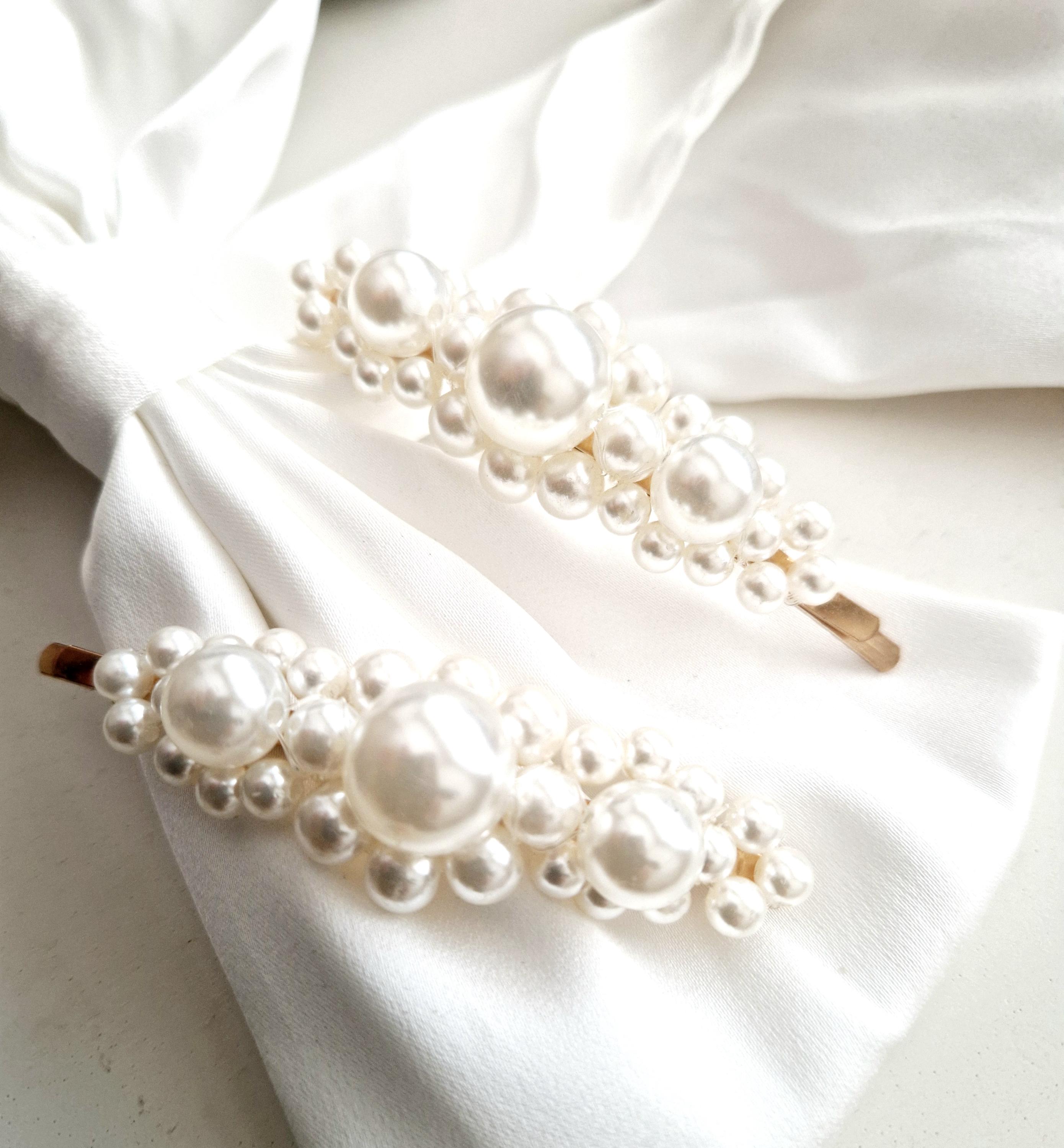 NWT COS Pearl-Effect Hair Clip Ivory Cream Set of 2 Mother of Pearl Hair Clips,wedding, Bridal Pearl  main image 3