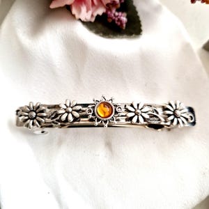 Crystal silver minimalist barrette,moon stone, handmade,Sparkling, flowers barrette clip,medium size,fine hair,thin hair,wedding barrette