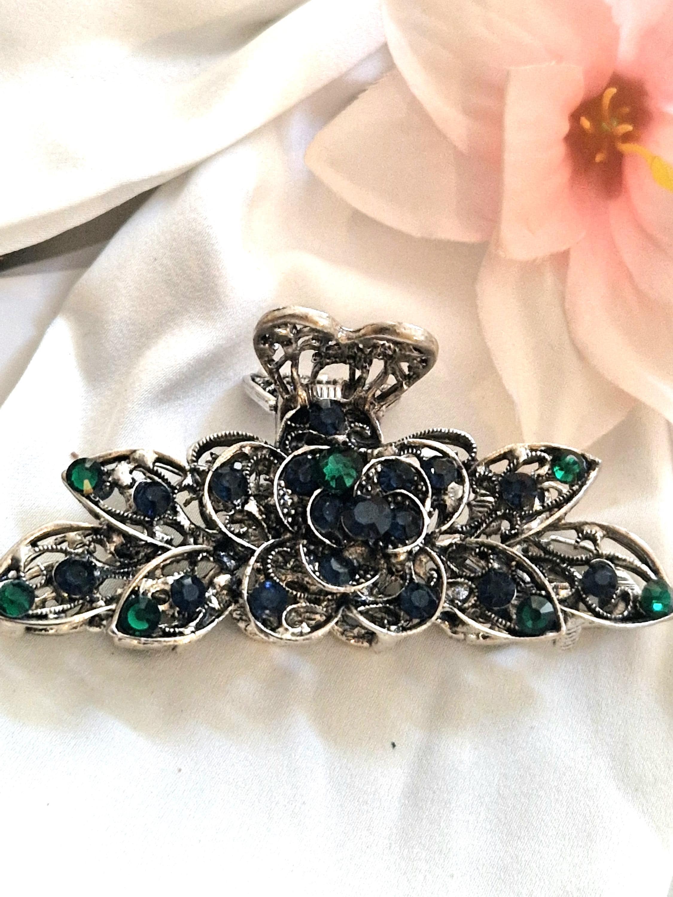 Vintage Olive Swarovski Crystal Hair Claw Clip USA Quality Hair Claw Clip Hairpin use Swarovski Crystal  main image 4