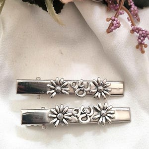 Set of 2 silver minimalist alligator clip,Swirl and flowers,lrish hair slide,crocodile hsir clip,silver side clip,high quality hair slide