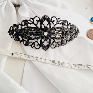 Large black crystal barrette,wedding  rhinestones, handmade crystal and rhinestones barrette for weddings, bride,bridesmaid, wedding guest