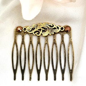 Bronze filigree hair comb with Bronze gemstones, vintage inspired, sparkling, Edvardian style,wedding, bridesmaid, handmade,Bronze hair comb