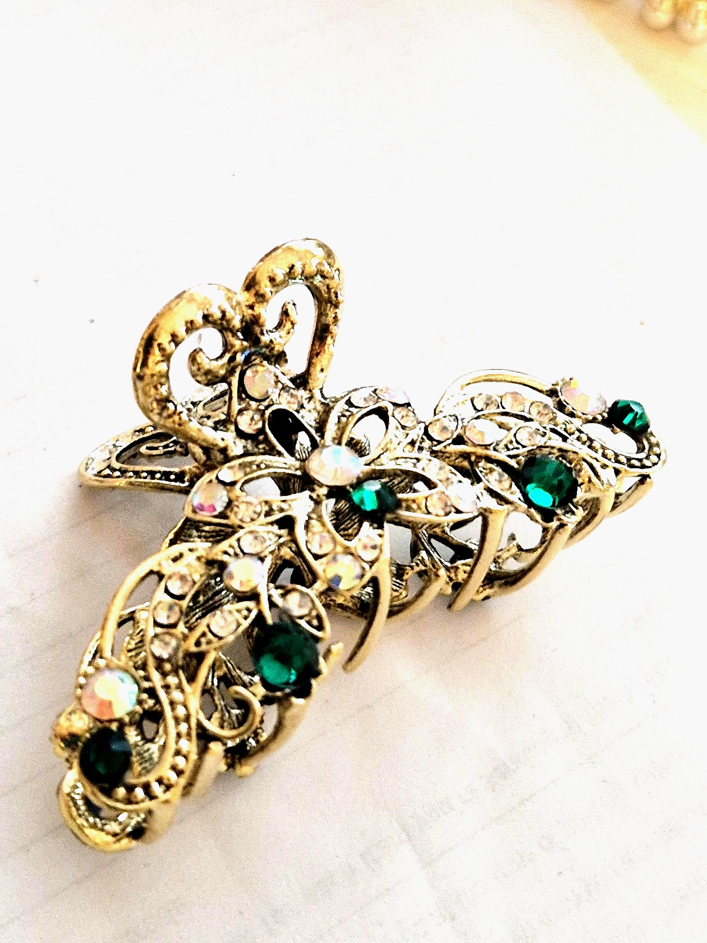 Vintage rhinestones metal Hair Clip Amazon.com : 2 Pcs Rhinestone Vintage Claw Hair Clips Metal  main image 2