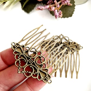 Set of 2 vintage inspired antique bronze hair combs,filigree, Edvardian style, small to medium size,antique,Valentines gift ideas,retro look