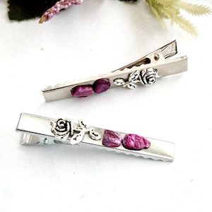 Pack of 2 silver flower hair clips,abalone shell,minimalist,Celtic,handmade, alligator clip,crocodile hair clip,handmade, floral hair slide