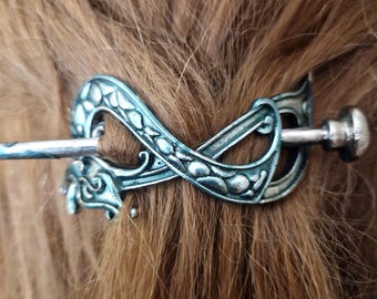 Wikinger Knoten Haarnadel, Teal Grün, Keltischer Knoten Haarschmuck