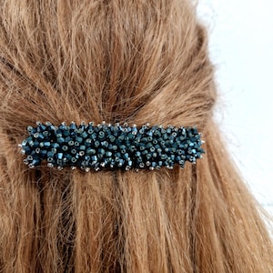 Large Emerald Green Barrette, Sparkling Rhinestone Hair Clip, Wedding Bridesmaid Accessory