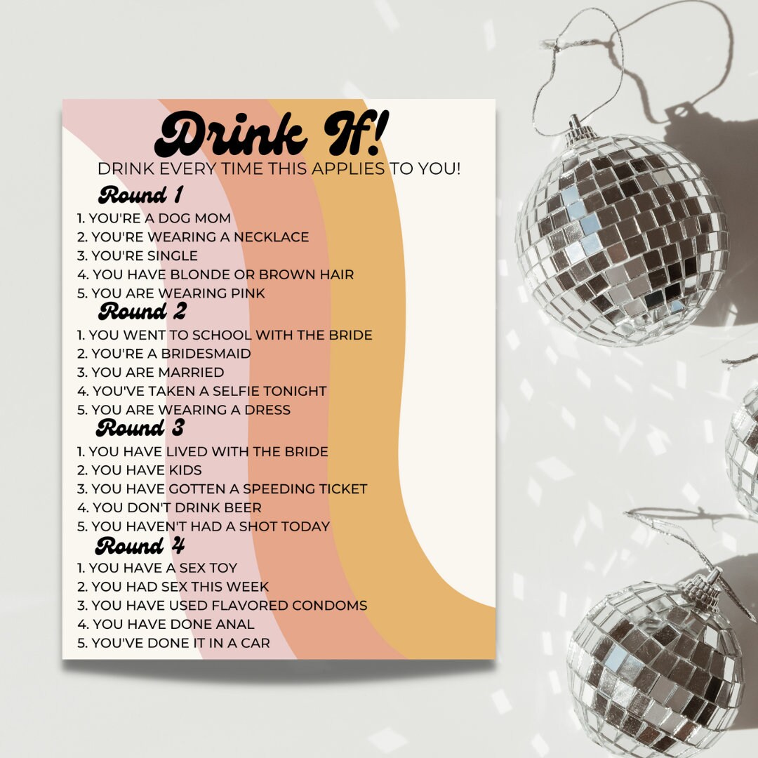 Drink If Game, Printable Bachelorette Party Games, Drinking Game