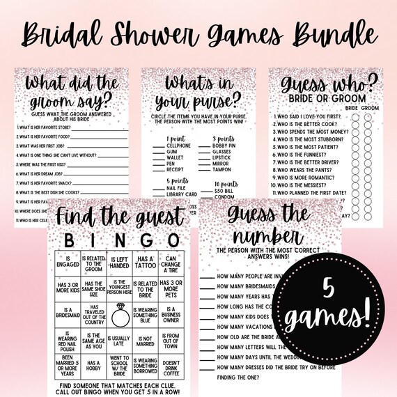Printable Bridal Shower Games Rose Gold Bridal Shower Bridal Etsy