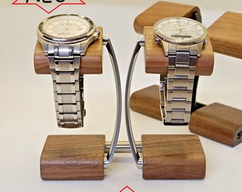 Walnoot horlogehouder horlogestandaard horlogestandaard horlogedoos sieradenstandaard cadeau-idee, horlogeopslag, gadgets 2 horloges