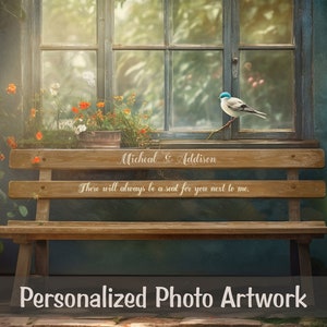 Magical Bench Carving Personalized Photo Print - Unique Shower, Wedding, Anniversary Personalised Custom Gift