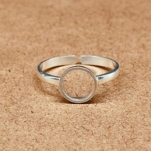 Justerbar sterlingsilverpläterad bezelring, gör-det-själv-cabochonfattning, handgjord