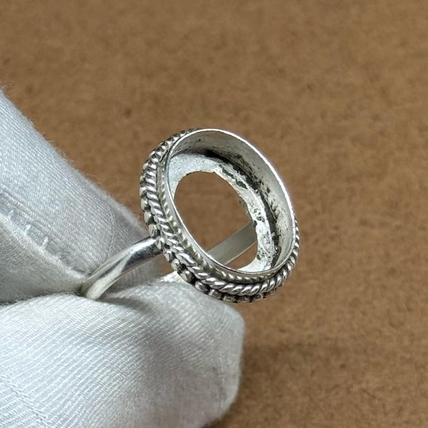 Anello ovale in argento sterling 925 fatto a mano con castone: incastonatura cabochon fai da te