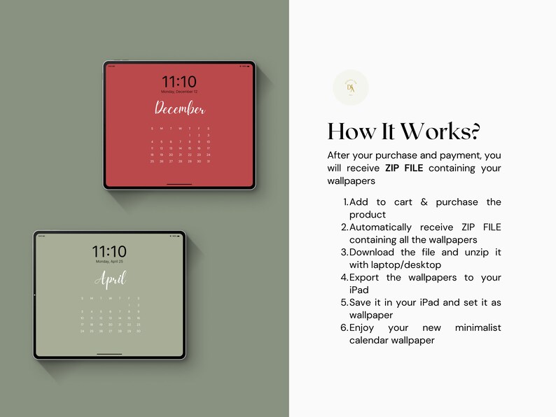 2025, 2024 iPad Wallpaper Calendar Minimalist Calendar Aesthetic