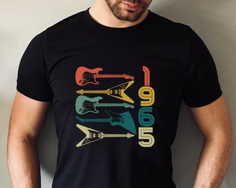 60th Birthday T Shirt, Guitars T Shirt, Vintage Sunset Guitar Shirt, 1965 Tshirt, 1965 Guitars, 60th Birthday Gift For Men, Music Tshirt