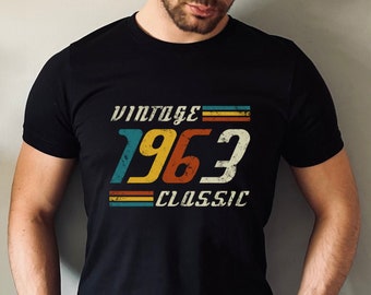 62nd Birthday Shirt, 1963 Vintage Design Tshirt, Vintage Sunset Birthday T Shirt, Vintage Classic 1963, 62nd Birthday Gift For Him