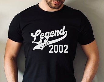 21st Birthday Gift, Mens Legend Since 2002 Shirt, 21st Birthday Shirt, Birthday Tshirt, Birthday T-shirt, 21st Birthday Present, Unisex Top