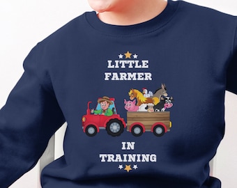 Kids Farming Sweatshirt, Boys Tractor Sweater, Shirts For A Farmer Fan, Farm Birthday Shirt, Little Farmer In Training Shirt, Tractor Tee
