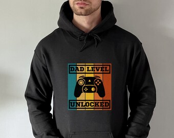 Fathers Day Gifts, Gaming Hoodie, Dad Level Unlocked, Gamer Hoodie, Gifts For Gamers, New Dad Gamer Shirt, First Time Daddy 2023
