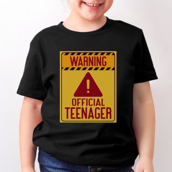 13th Birthday T Shirt Gift, Funny Gifts For A Teenager, Funny Teenager Warning Sign Tshirt, New Teenager Gifted, Warning Official Teenager