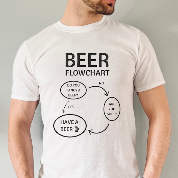 Mens Funny Beer T-Shirt, BEER FLOWCHART Shirt, Humour Beer tshirt, Beer T-Shirt, Funny Dad Daddy Tshirt, Fathers Day Gifts Shirt,