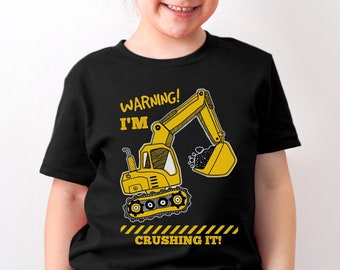 Kids Excavator T Shirt, Warning I\'m Crushing It Kids Digger T-shirt,  Excavator Shirts for Kids, Kids Childrens Boys T-shirt - Etsy