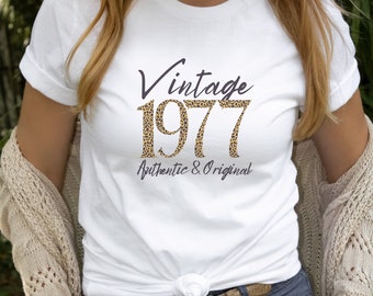 1977 Leopard Print T Shirt 1977 T Shirt Womens 48th Birthday T Shirt Womens 48th Birthday Gift Valentines Gift for Women Valentines Tshirt