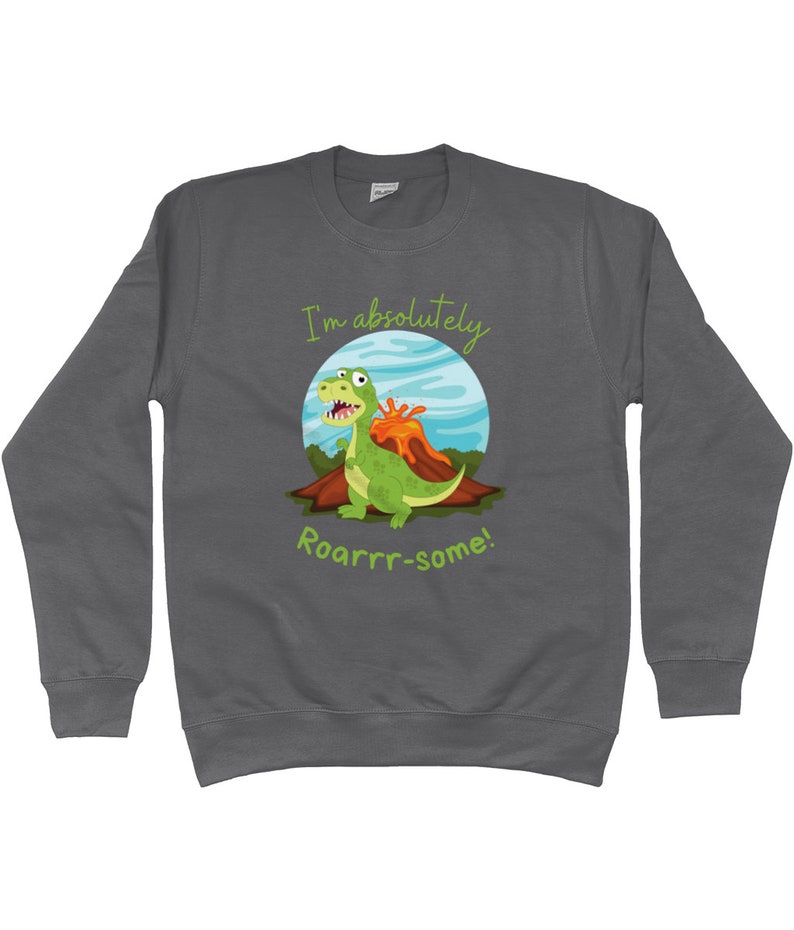 Kids Dinosaur Sweatshirt I'm Absolutely Roarrr-some Boys Girls Dinosaur Sweater, T Rex Dino Sweatshirt for Kids, Dinosaur Shirts for Boys image 7
