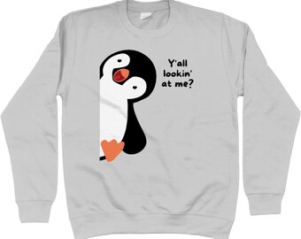 1Tee Girls Cute Christmas Penguin Sweatshirt Jumper 