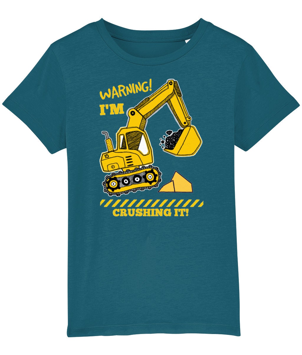 Kids Digger Etsy Excavator Kids Shirt, T Crushing - Shirts It T-shirt, Kids Excavator Warning Childrens Kids, Boys for T-shirt I\'m