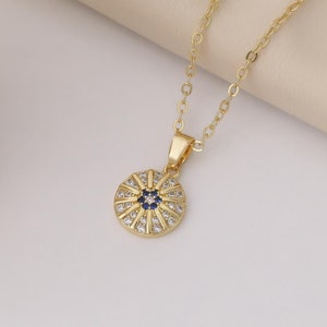 18K Gold gefüllte Augen Halskette, zierliche Schutz Halskette für Frauen, Nazar Auge Halskette, Böser Blick Schmuck