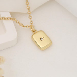 Gold  North Star Necklace, Dainty Polaris pendant necklace for women,Celestial jewelry gift, Rectangle North Star pendant necklace