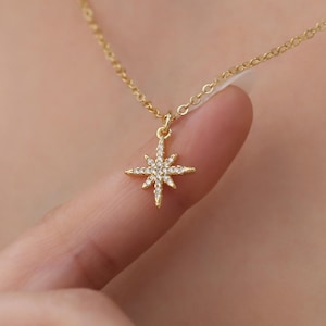 Gold North star necklace, Dainty Polaris pendant necklace for women,Celestial necklace for women, Minimalist North Star jewellery gift