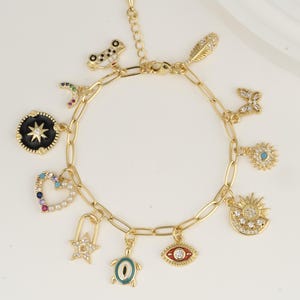 Custom Multi Charm Bracelet, build your own charm bracelet, Personalised jewelery gift for women,