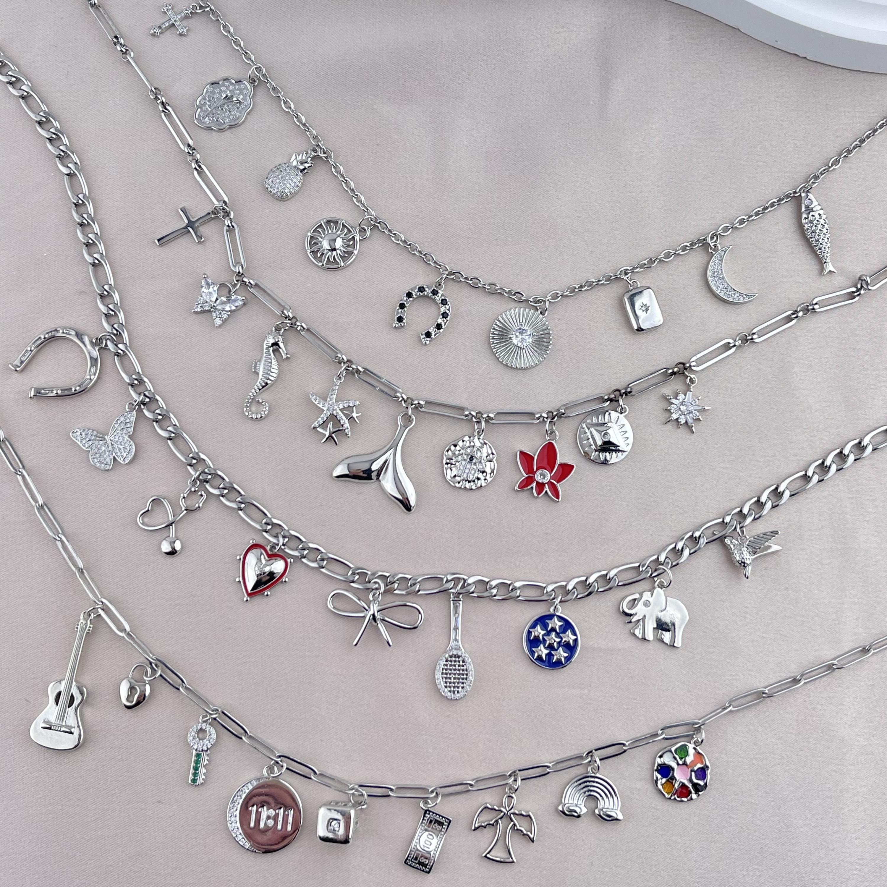 Silver charm necklace, build your own silver charm necklace, pick your charms, custom jewelry gift for women
