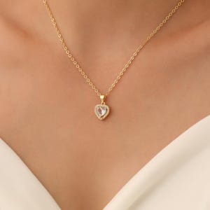Gold filled heart necklace, 18K gold heart necklace for women,  minimalist love necklace