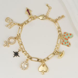 Custom Gold Charm Bracelet: Personalized Vintage Style Jewelry