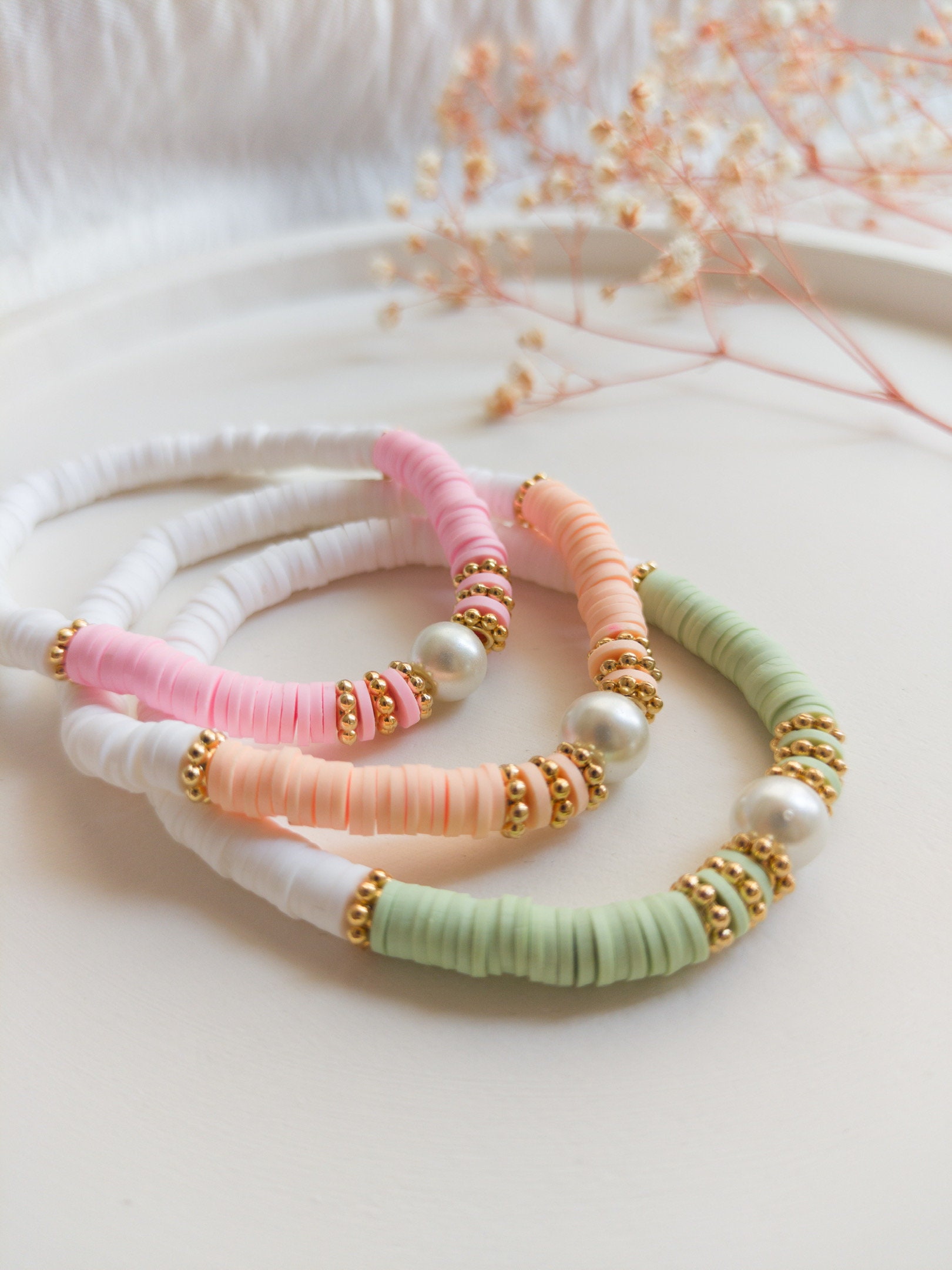 Polymer Clay Heishi Bead Pearl Colorful Bracelets -  Canada