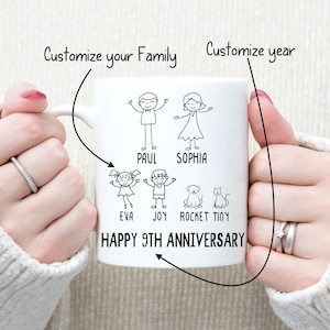 Personalized Gifts for 9th Wedding Anniversary | Annivesary Gift | 9th Year Wedding Anniversary Gift for Wife and Husband, Anniversary Mug