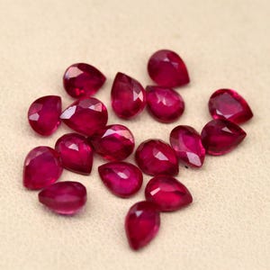 7.90 ct Faceted pear ruby 5x4 mm 17 pieces lot Bangkok pear cut ruby for jewelry