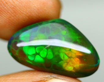 6.75 ct Ethiopian Fire Opal Cabochon: AAA Trillion Gemstone, Honeycomb Opal (18x11x6 mm)