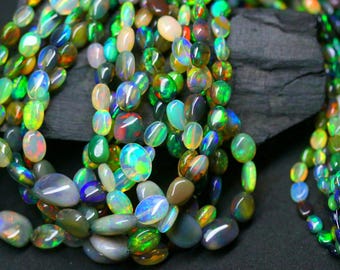 AAA Quality Ethiopian Opal Oval Beads, Ethiopian Opal Smooth Beads, Smooth Oval Beads, Opal Oval Beads 5x4-12x10 mm 18 inch 45 ct approx.
