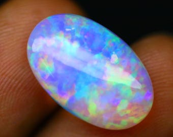 Ethiopian Fire Opal Cabochon: AAA Oval Gemstone, October Birthstone (5.2 Carat, 17.9x11.4x5.6 MM)