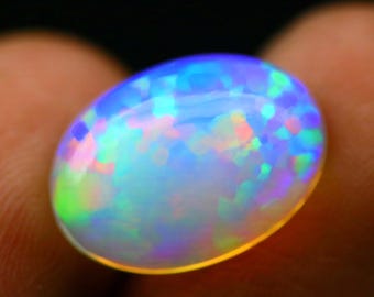 Natural ethiopian opal Oval Shape Cabochon Loose Gemstone For Making Jewelry 4.1 Ct. 14.9x10.6x5.5 mm