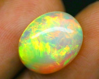 Cabochão de opala etíope de 4,9 ct, opala Welo, pedra do mês de outubro, para confecção de joias, 14,4 x 11,6 x 5,8 mm