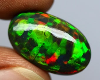 6.5 cts Natural Ethiopian Black Opal Cabochon, Smoked Opal for Jewelry and Collection 18.8x11.4x5.8 mm